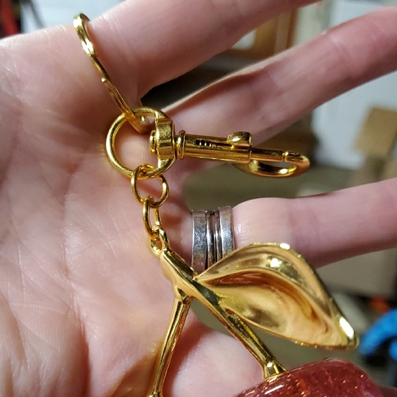 Sparkling Gold and Pink Cherry Brooch - Picture 3 of 3